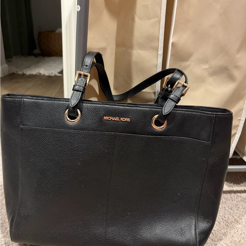 Michael Kors Black Tote with Gold Accents